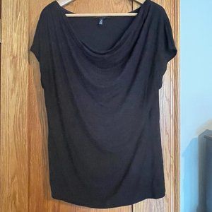 Black Short Sleeve Cowl Neck Tshirt